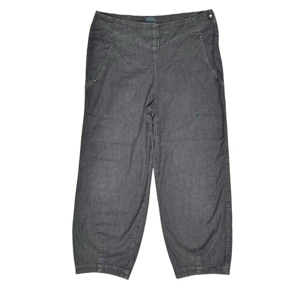 OSKA Wide-Leg Lantern-Cut Ankle Jeans Charcoal Grey Denim Size 3 (US 10/12)